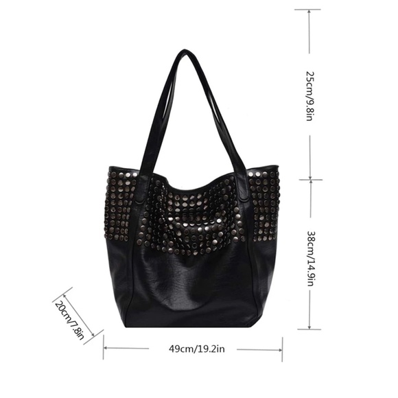 Luxe Vegan Leather Studded Tote Bag - Picture 5 of 7